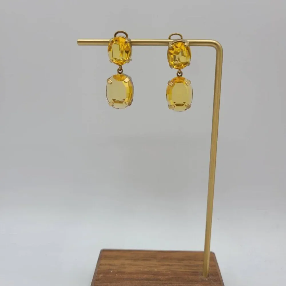 J Crew Citrine Colored Oval Crystal Earrings